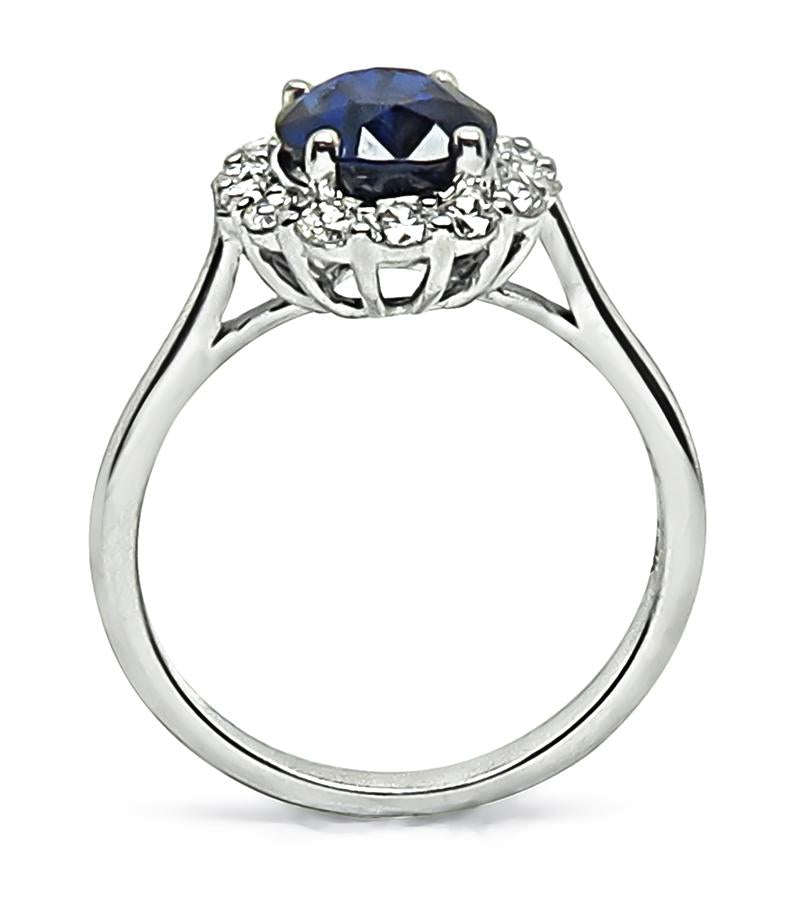 Estate 2.35ct Sapphire 0.70ct Diamond Halo Engagement Ring