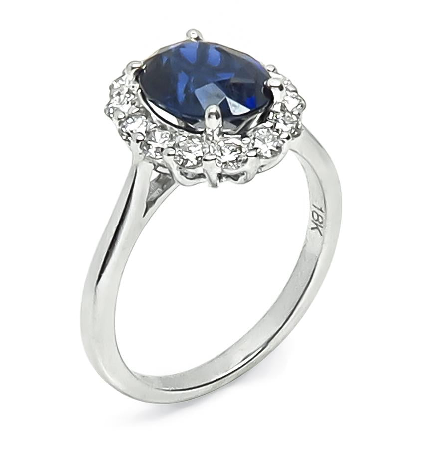 Estate 2.35ct Sapphire 0.70ct Diamond Halo Engagement Ring