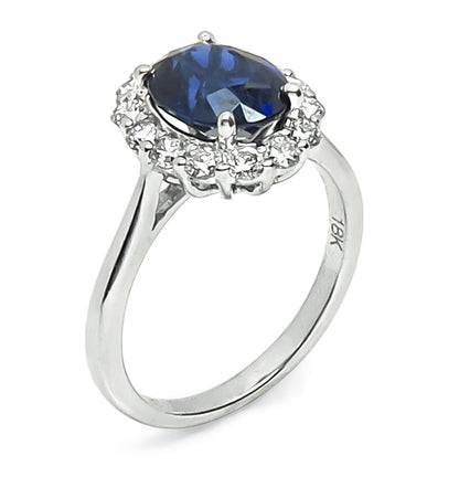 Estate 2.35ct Sapphire 0.70ct Diamond Halo Engagement Ring