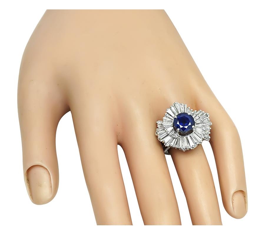 Estate 2.97ct Sapphire 1.75ct Diamond Ring