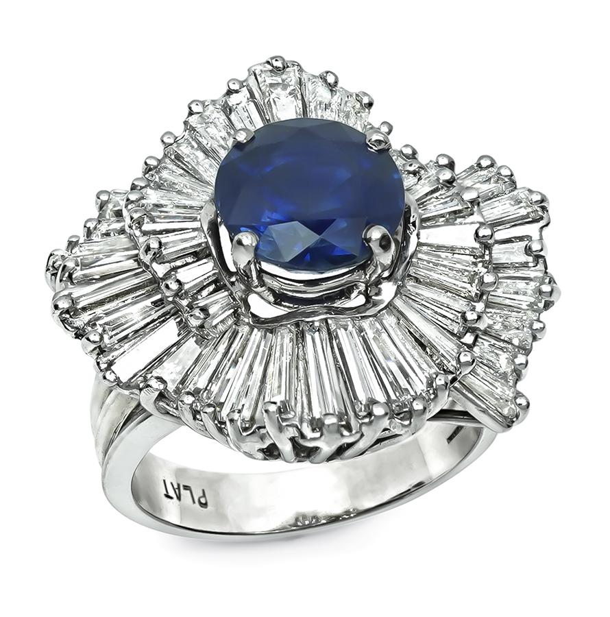 Estate 2.97ct Sapphire 1.75ct Diamond Ring