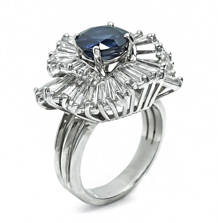 Estate 2.97ct Sapphire 1.75ct Diamond Ring