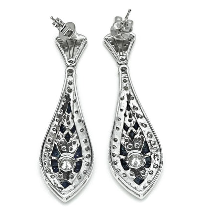 Estate 2.57ct Diamond 2.05ct Sapphire Dangling Earrings