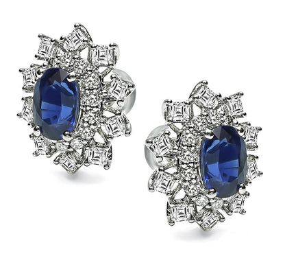 Estate 2.88ct Sapphire 1.54ct Diamond Studs Earrings
