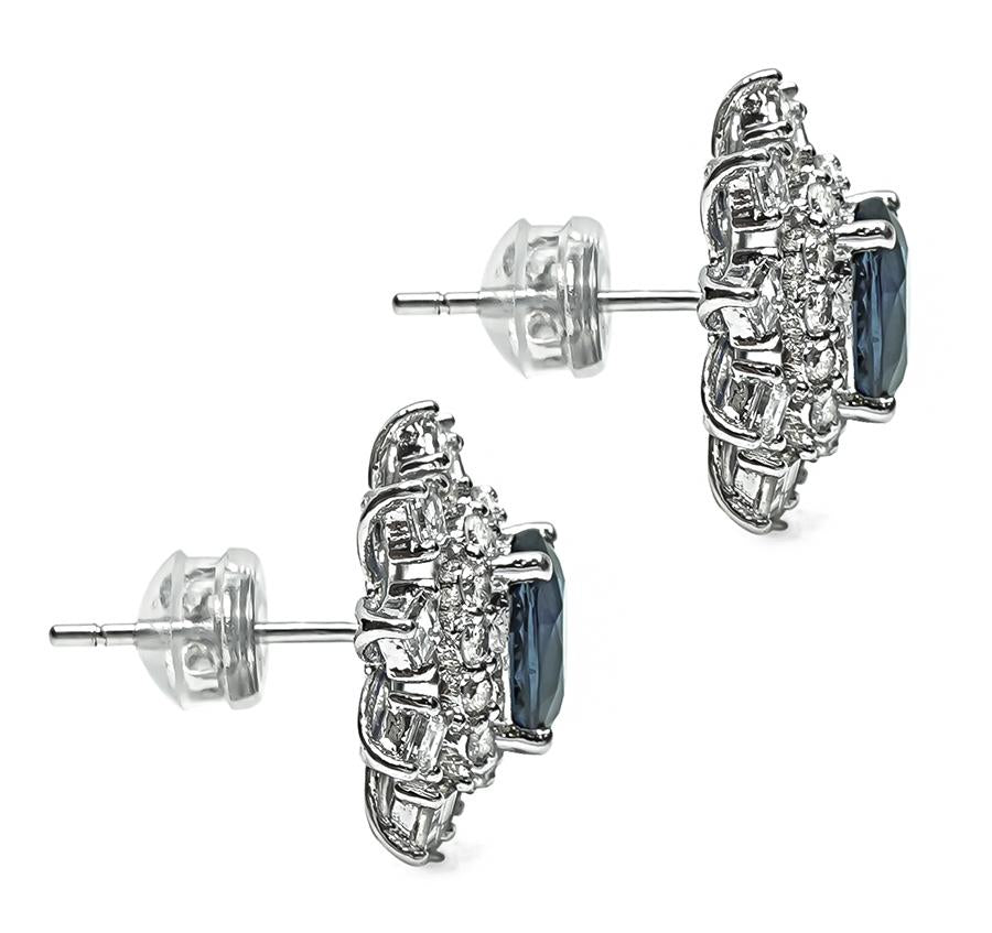 Estate 2.88ct Sapphire 1.54ct Diamond Studs Earrings