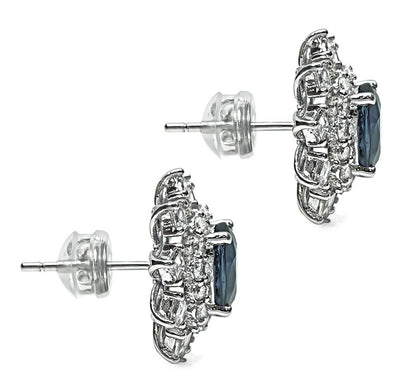 Estate 2.88ct Sapphire 1.54ct Diamond Studs Earrings