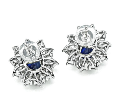 Estate 2.88ct Sapphire 1.54ct Diamond Studs Earrings