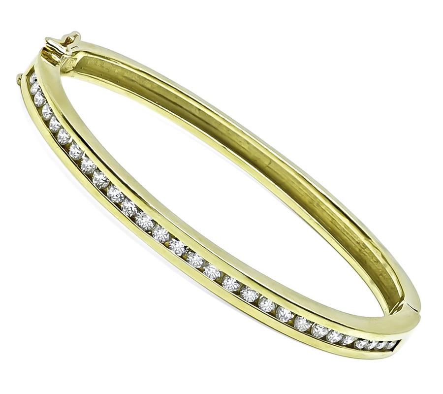 Estate 2.20ct Diamond Gold Bangle