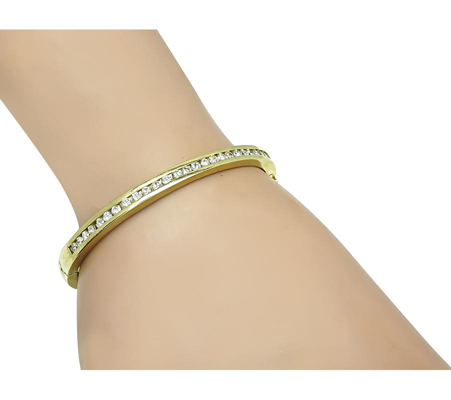 Estate 2.20ct Diamond Gold Bangle