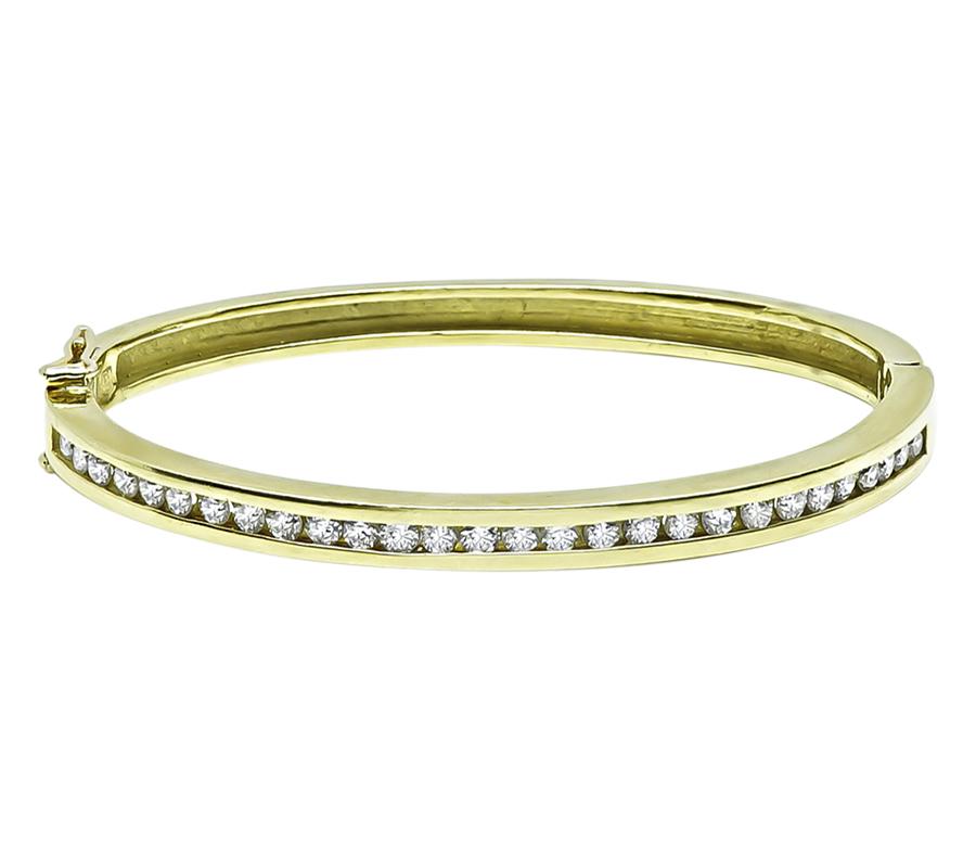 Estate 2.20ct Diamond Gold Bangle