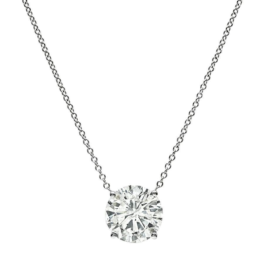 Estate 2.55ct Diamond Solitaire Pendant Necklace