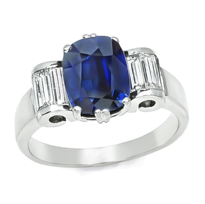 Estate 2.58ct Sapphire Diamond Engagement Ring