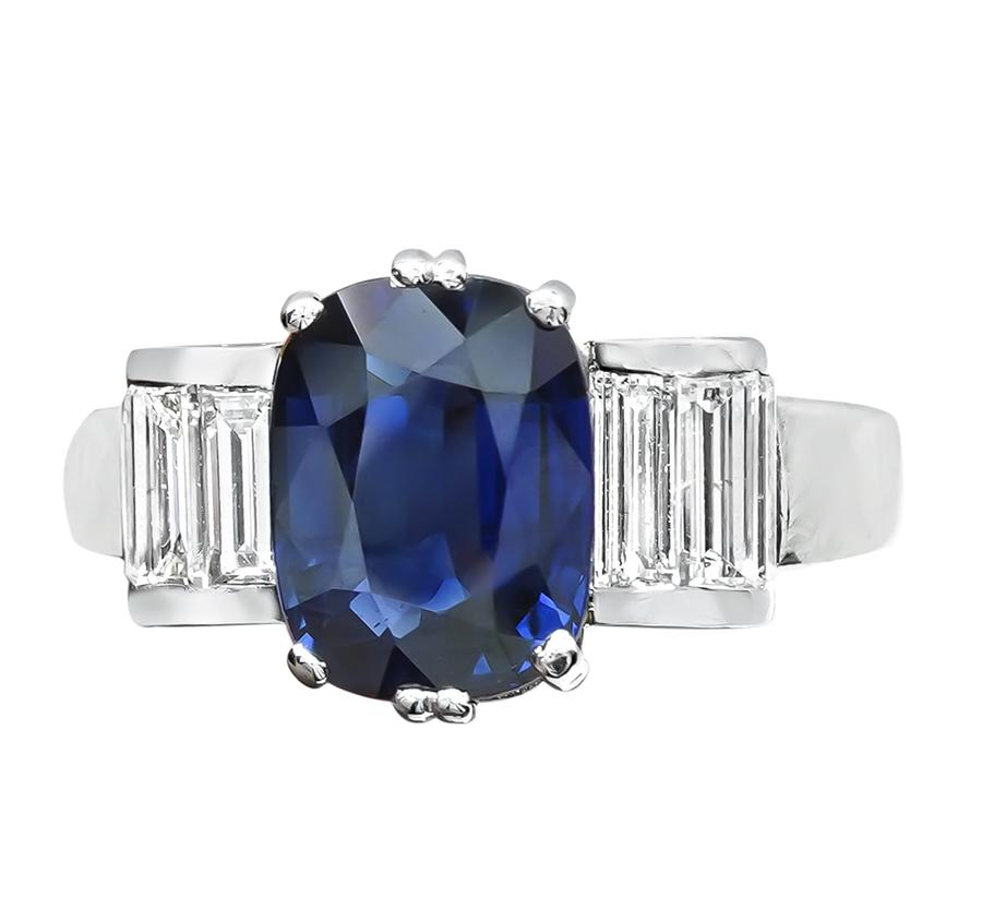 Estate 2.58ct Sapphire Diamond Engagement Ring