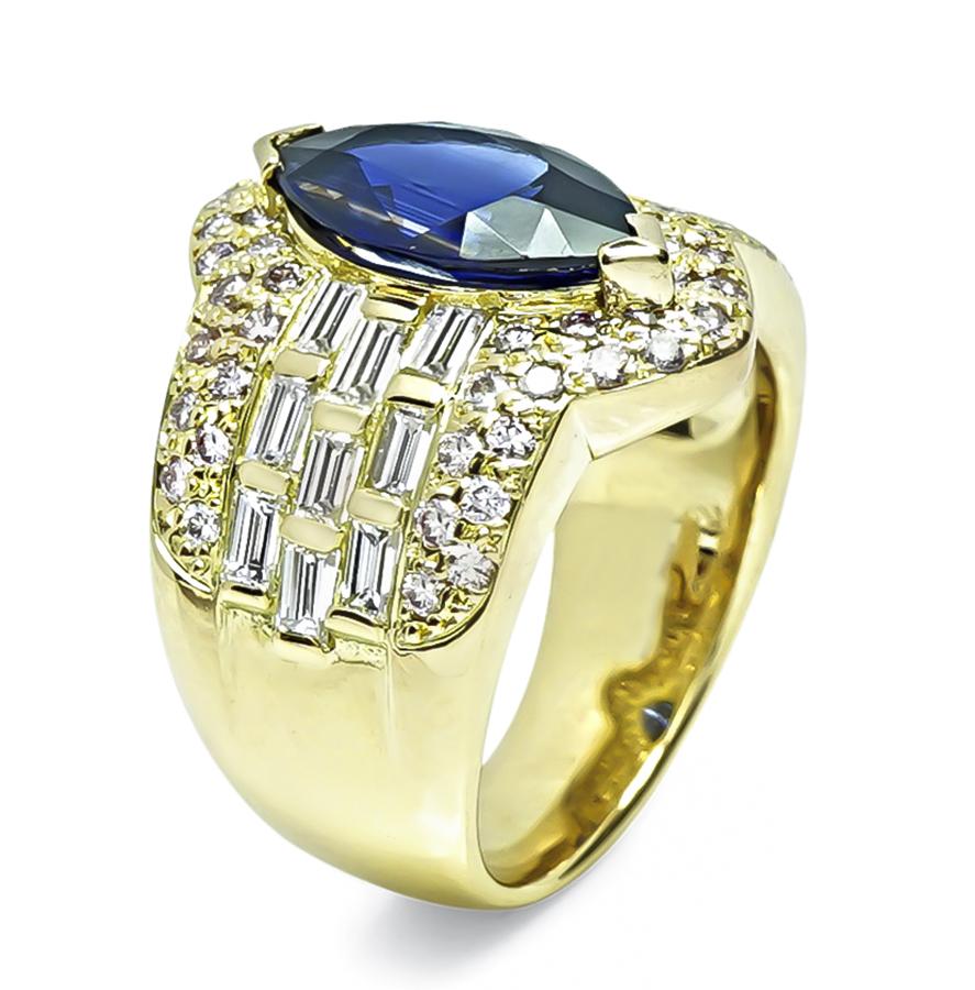 Estate 2.70ct Sapphire 1.66ct Diamond and Fancy Color Pink Diamond Gold Ring