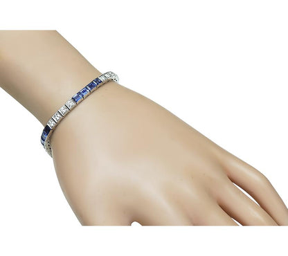Estate 2.50ct Diamond Sapphire Line Bracelet