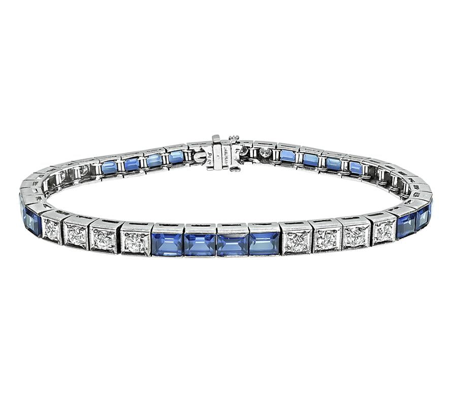 Estate 2.50ct Diamond Sapphire Line Bracelet