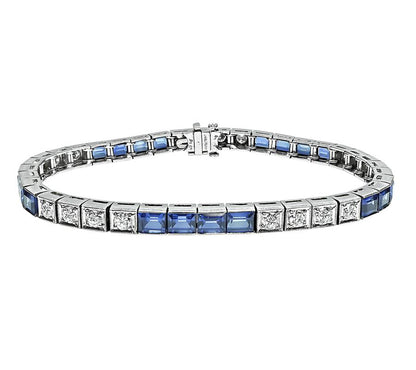 Estate 2.50ct Diamond Sapphire Line Bracelet