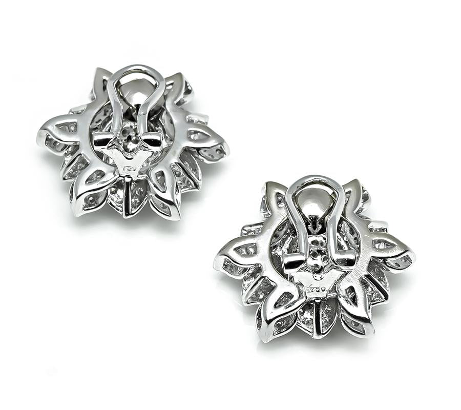Estate 2.50ct Diamond Gold Flower Earrings