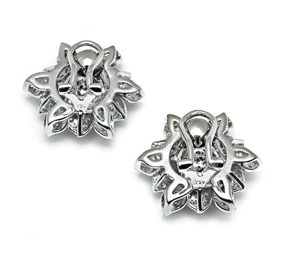Estate 2.50ct Diamond Gold Flower Earrings