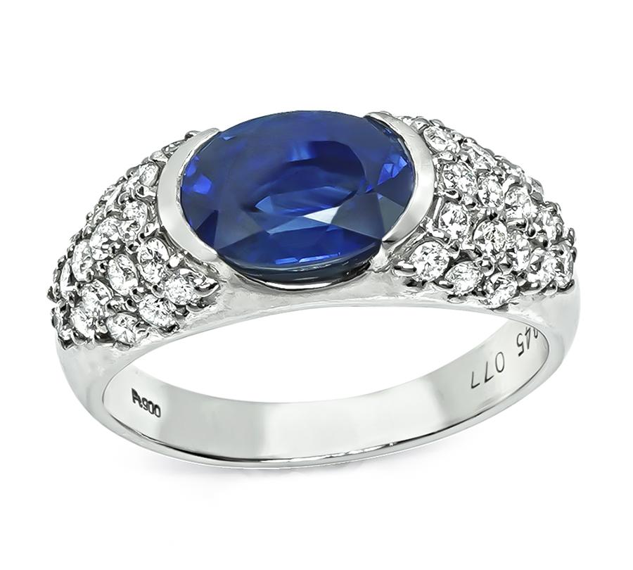 Estate 2.45ct Sapphire 0.77ct Diamond Platinum Ring