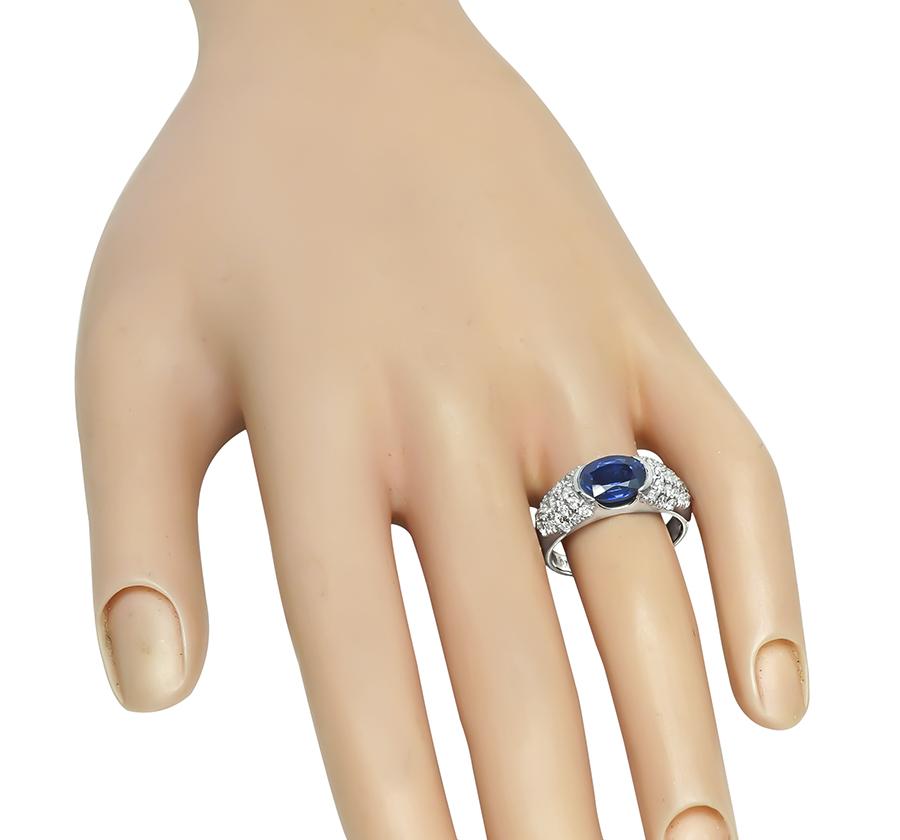 Estate 2.45ct Sapphire 0.77ct Diamond Platinum Ring