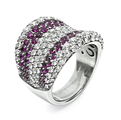 Estate 2.06ct Diamond 1.80ct Ruby 18k White Gold Ring