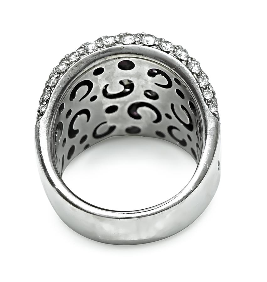 Estate 2.06ct Diamond 1.80ct Ruby 18k White Gold Ring