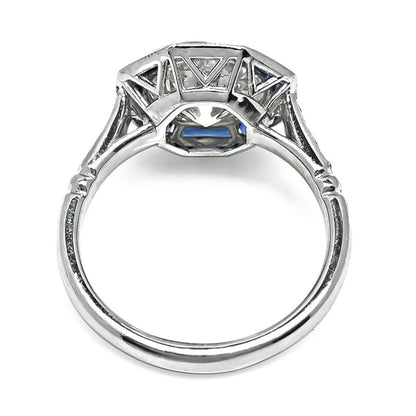 Estate 2.08ct Diamond Sapphire Platinum Engagement Ring