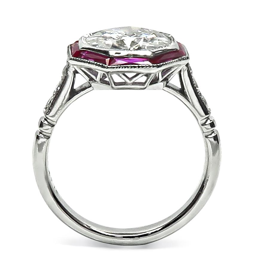 2.22ct Diamond Ruby Platinum Engagement Ring