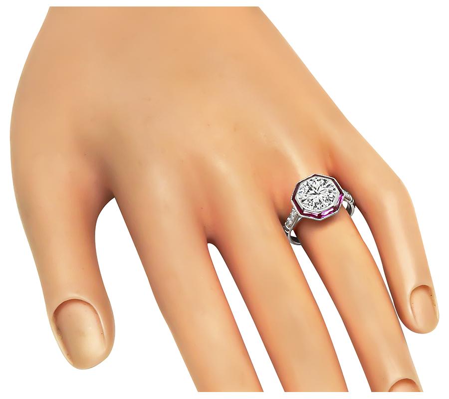 2.22ct Diamond Ruby Platinum Engagement Ring