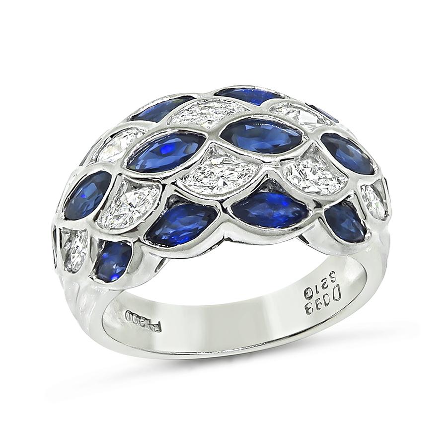 Estate 2.10ct Sapphire 0.99ct Diamond Platinum Ring