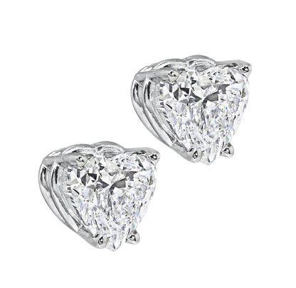 Estate GIA Certified 1.00ct and 1.01ct Diamond 14k Gold Heart Stud Earrings