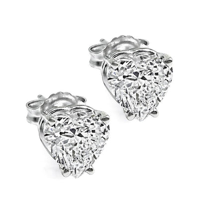 Estate GIA Certified 1.00ct and 1.01ct Diamond 14k Gold Heart Stud Earrings