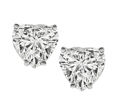 Estate GIA Certified 1.00ct and 1.01ct Diamond 14k Gold Heart Stud Earrings