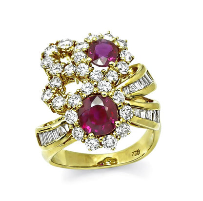 Estate 2.00ct Ruby 2.00ct Diamond 18k Yellow Gold Ring