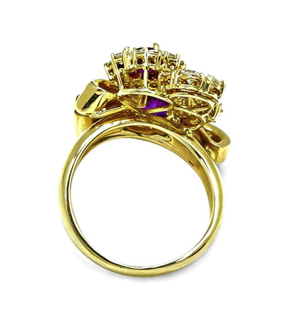 Estate 2.00ct Ruby 2.00ct Diamond 18k Yellow Gold Ring