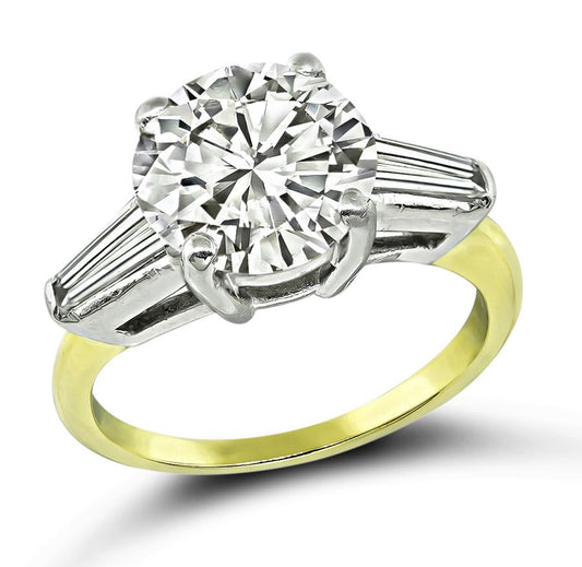 2.55ct Diamond Yellow and White Gold Engagement Ring
