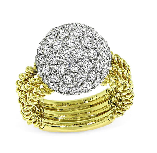Estate 2.03ct Diamond Two Tone 18k Yellow and White Gold Ring