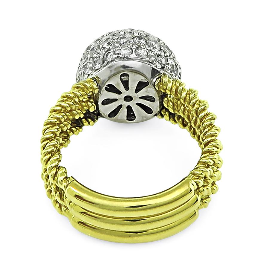 Estate 2.03ct Diamond Two Tone 18k Yellow and White Gold Ring