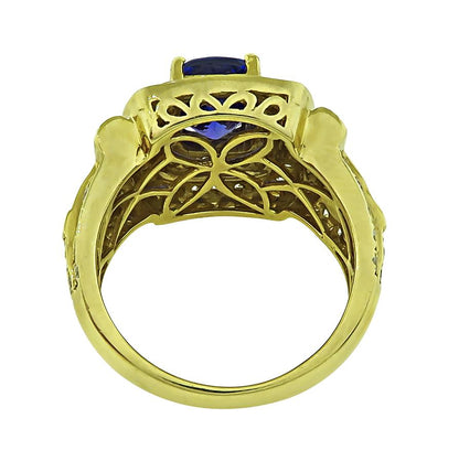 Estate 2.00ct Tanzanite 1.75ct Diamond 14k Yellow Gold Ring