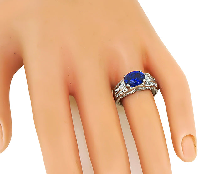 Estate 3.00ct Sapphire 1.00ct Diamond Ring
