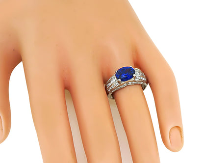 Estate 3.00ct Sapphire 1.00ct Diamond Ring