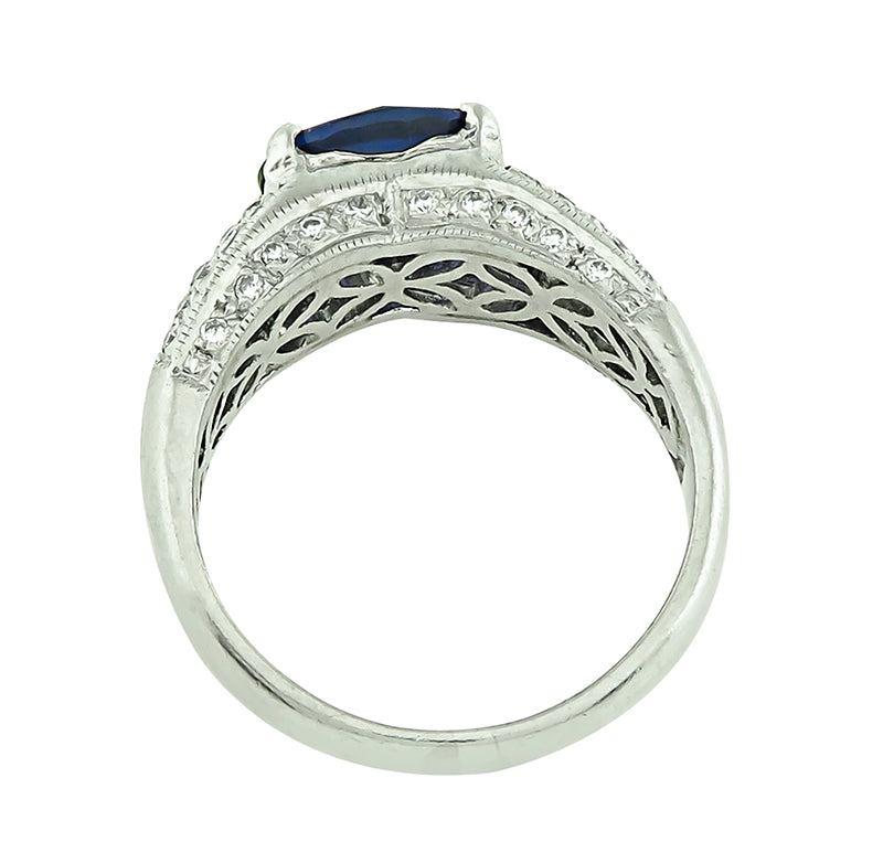 Estate 3.00ct Sapphire 1.00ct Diamond Ring