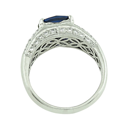 Estate 3.00ct Sapphire 1.00ct Diamond Ring