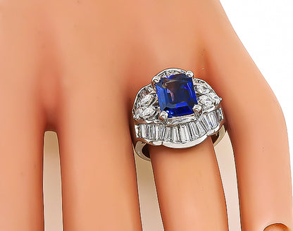 Estate 3.00ct Sapphire 2.56ct Diamond Ring