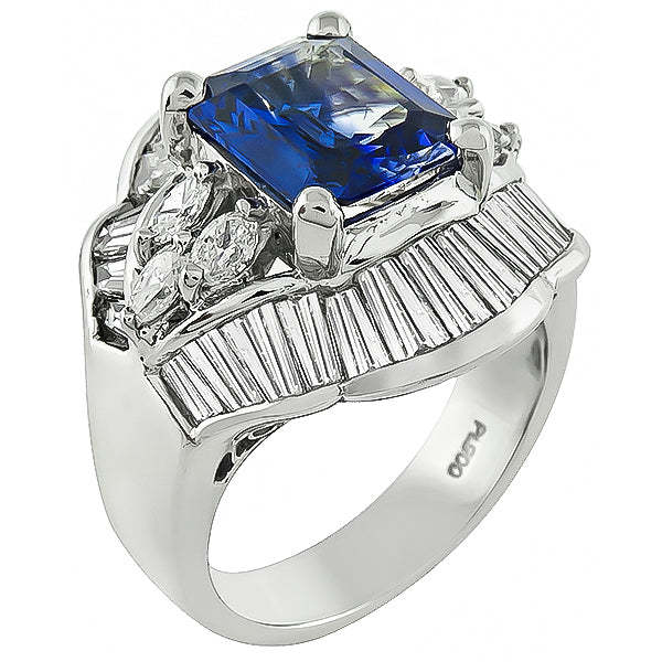 Estate 3.00ct Sapphire 2.56ct Diamond Ring