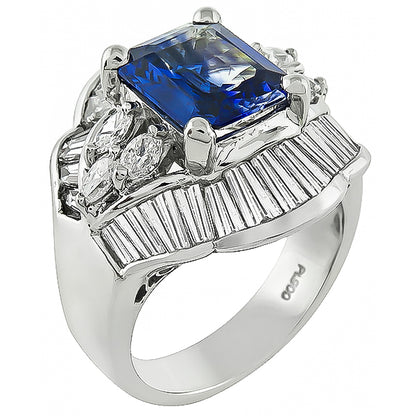 Estate 3.00ct Sapphire 2.56ct Diamond Ring