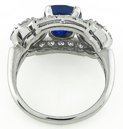 Vintage 3.01ct Ceylon Sapphire 1.20ct Diamond Ring