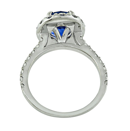 Estate 3.06ct Sapphire 0.90ct Diamond Engagement Ring