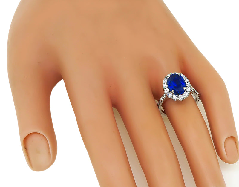 Estate 3.06ct Sapphire 0.90ct Diamond Engagement Ring
